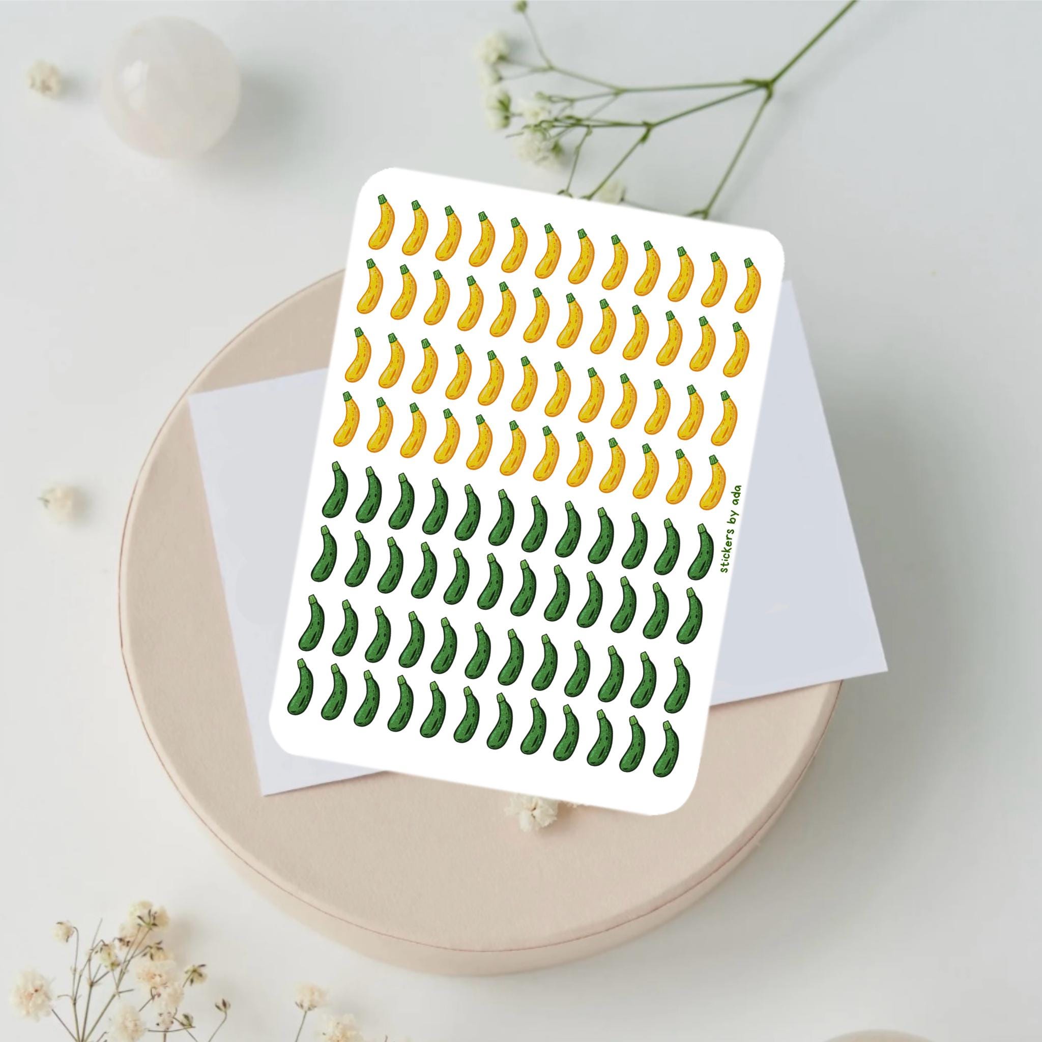 Mini Zucchini Courgette Stickers, Planner Stickers, Gardener Gift, Allotment management