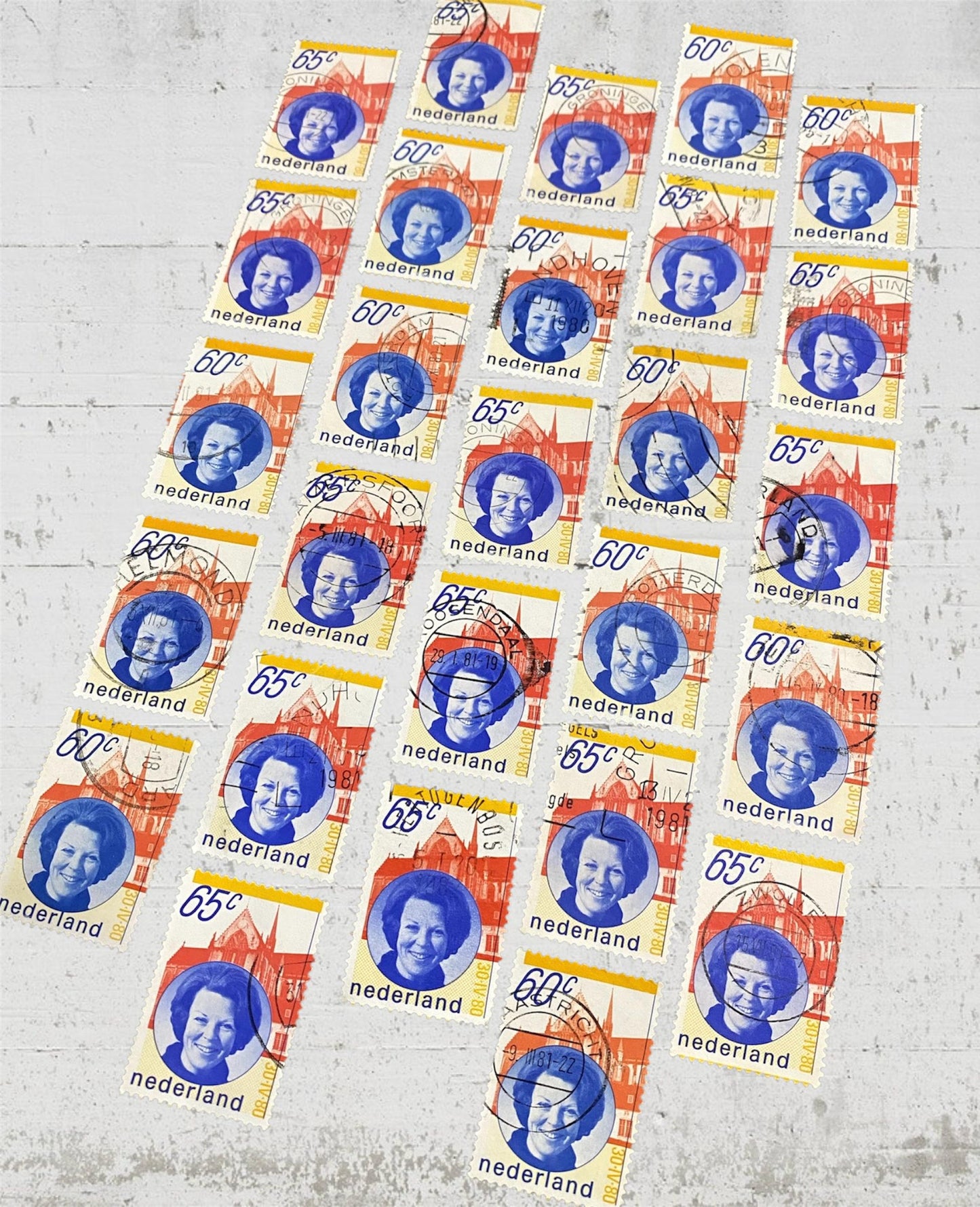 Post stamps from the Netherlands, queen Beatrix 1980