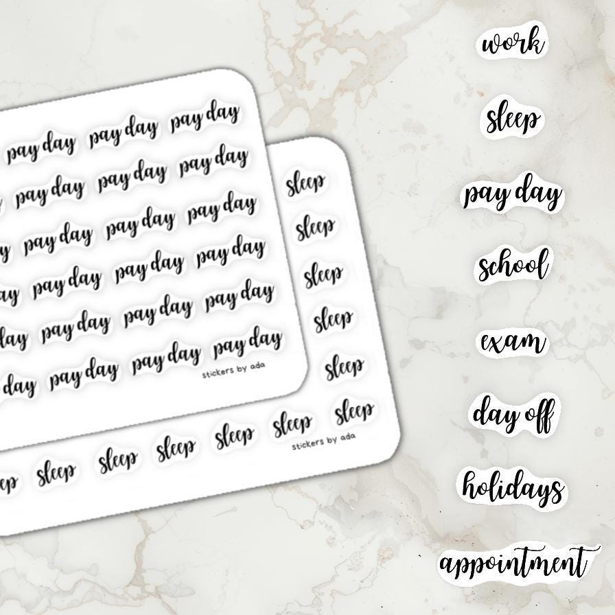 Mini stickers with text SLEEP: Journal Planner Stickers.