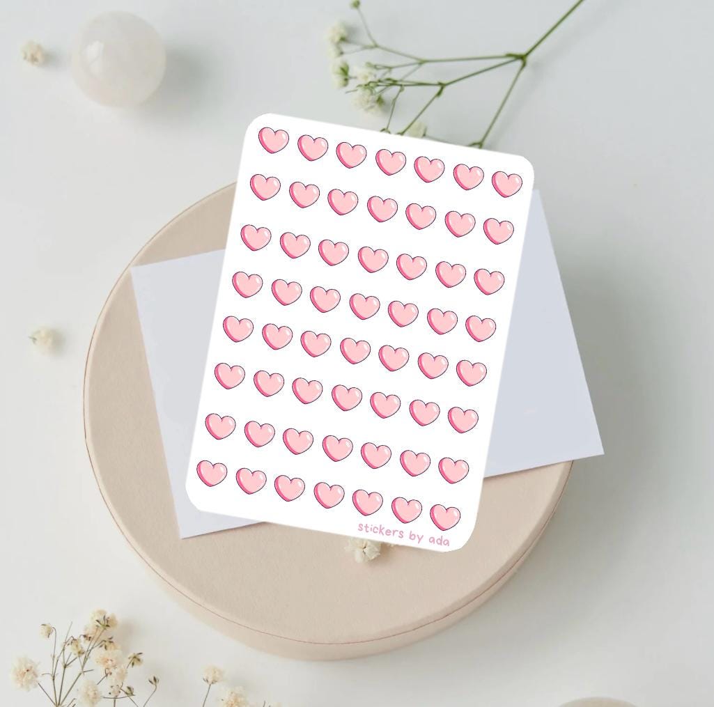 Mini heart stickers to use in a daily planner, bullet journal, calendar or agenda