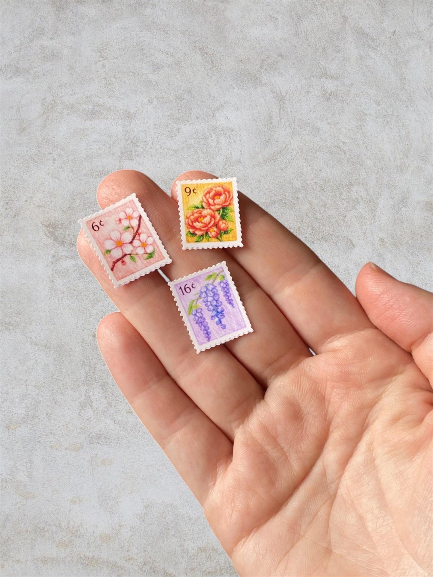 Floral Fake Postage Stamp Sticker Sheet | Mini Flower Stamps for Journaling, Scrapbook, Planner