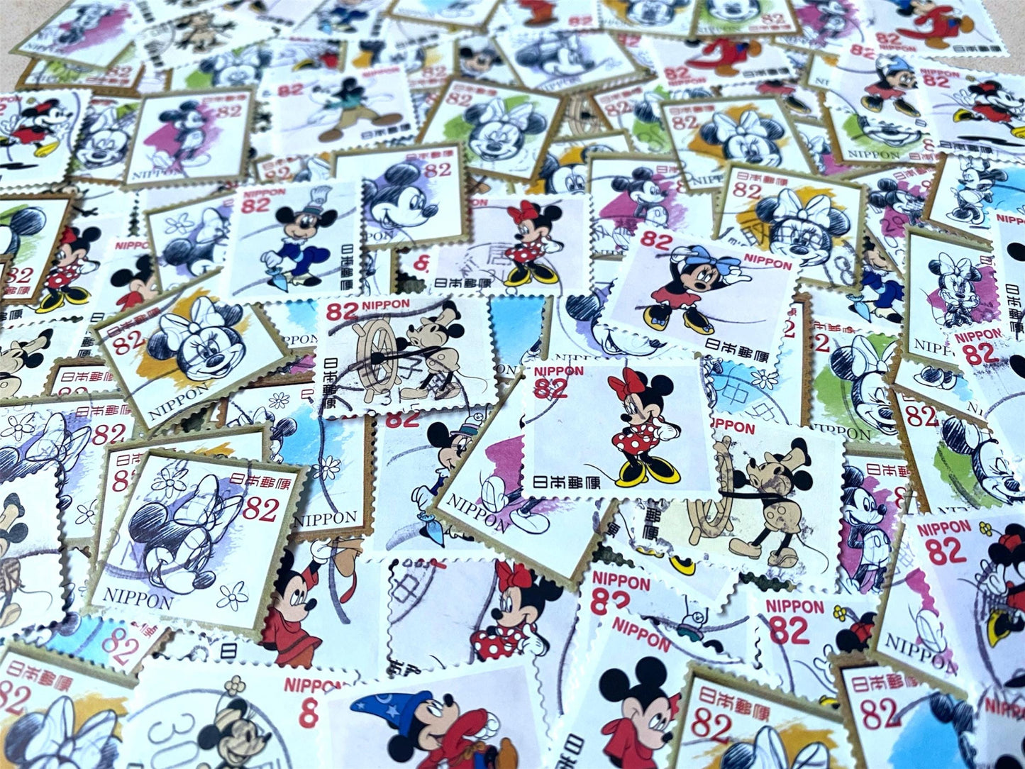 10 Disney Mickey Mouse and friends Postage Stamps from Japan– Cute Character Lot – No Duplicates
