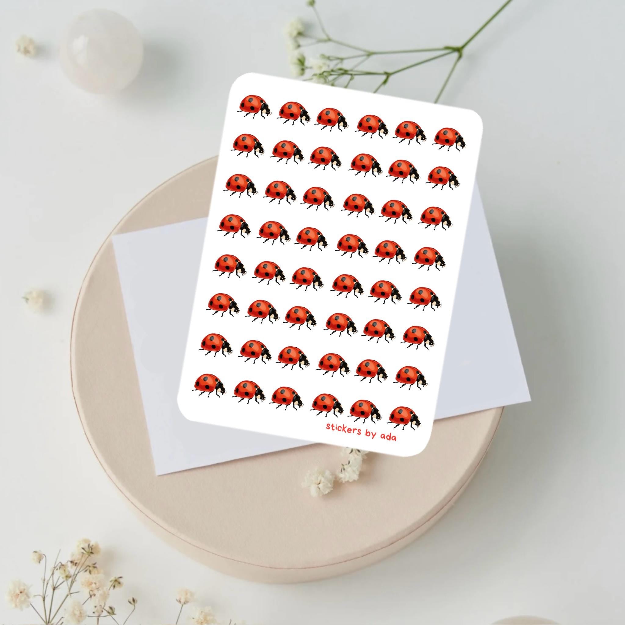 Mini ladybug stickers to use in a daily planner, bullet journal, calendar or agenda