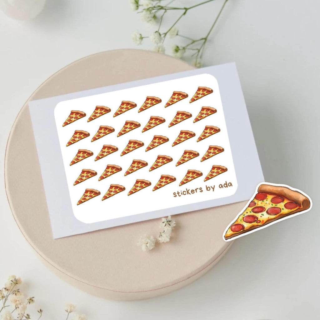 Mini pizza slice stickers to use in a daily planner, bullet journal, calendar or agenda