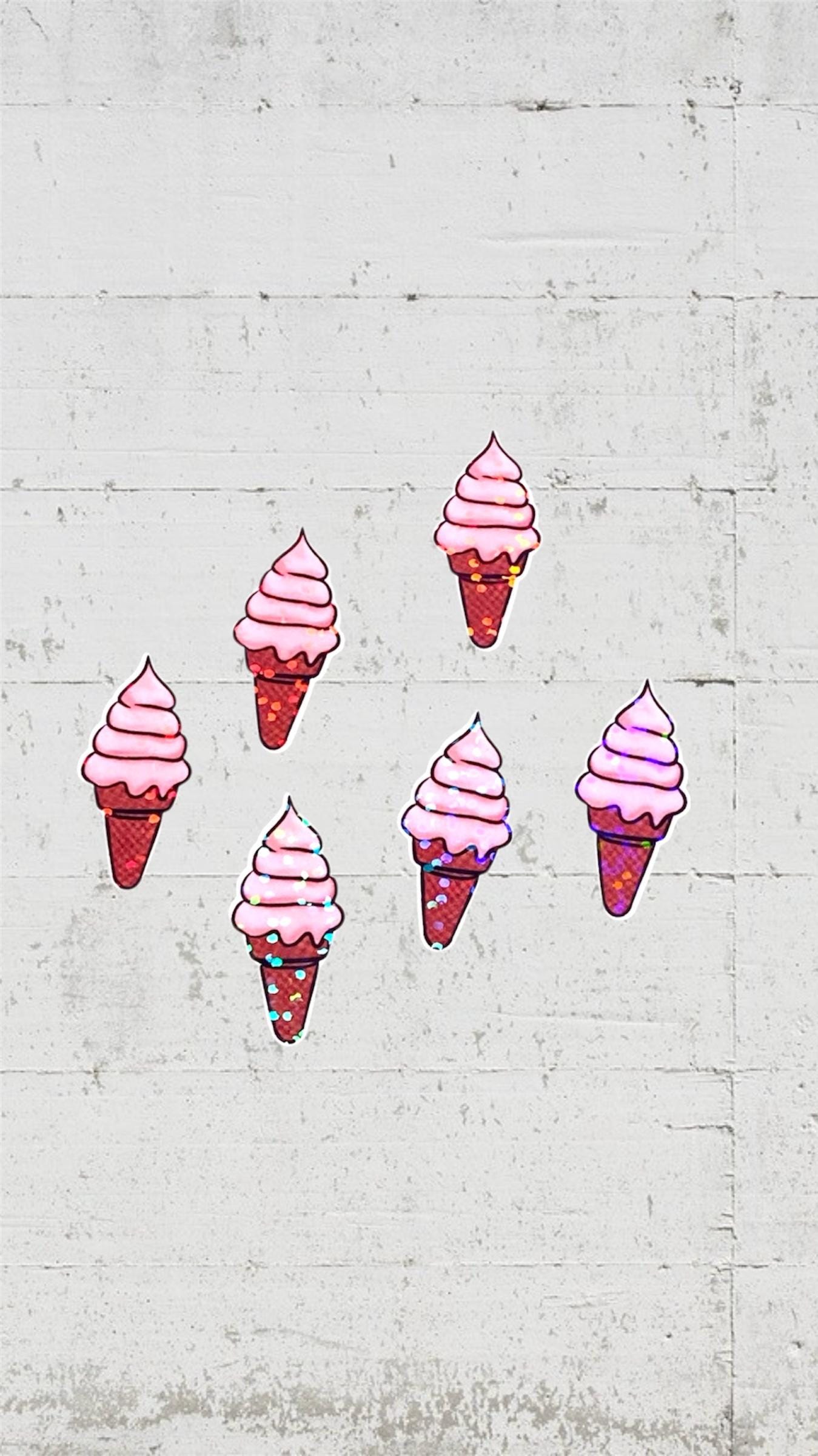 ice cream 6 mini holographic stickers