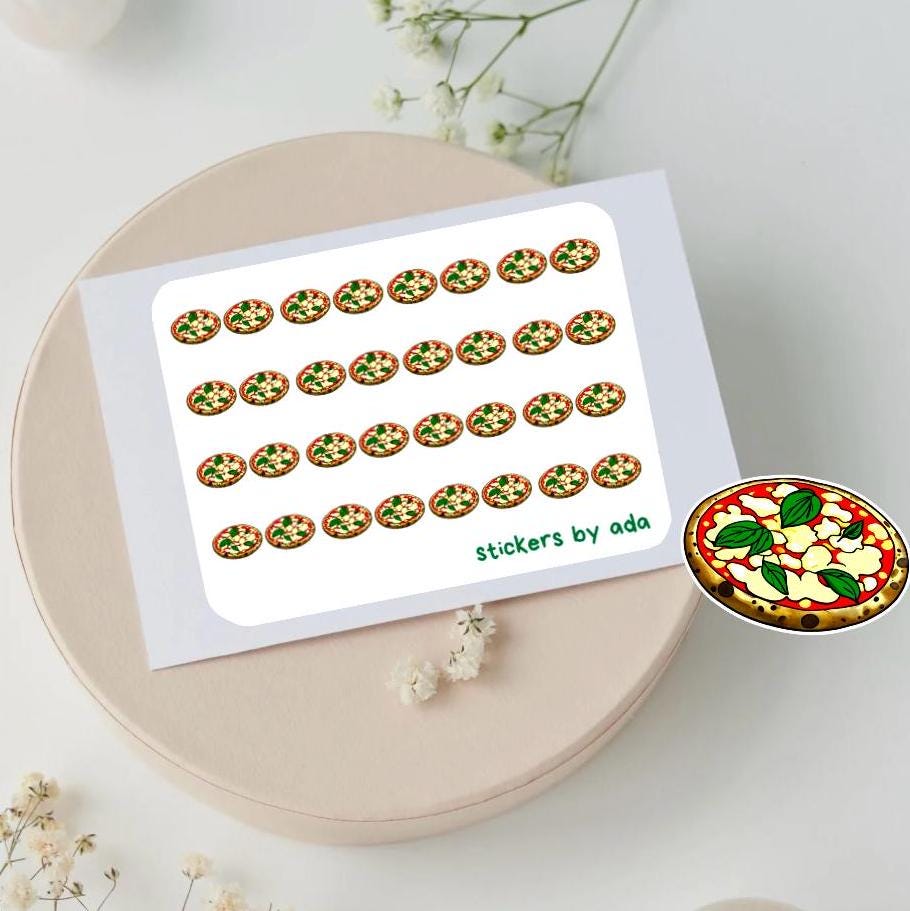 Mini pizza stickers to use in a daily planner, bullet journal, calendar or agenda