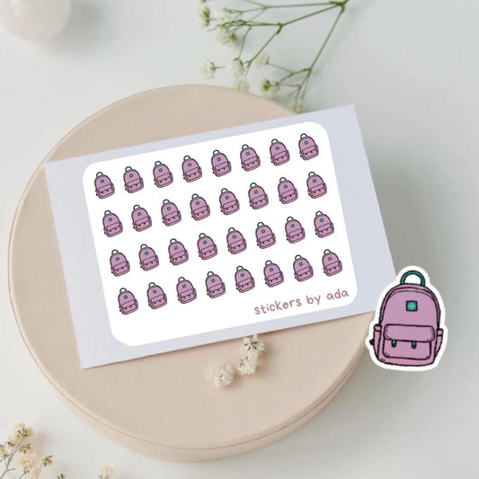Mini backpack stickers to use in a daily planner, bullet journal, calendar or agenda