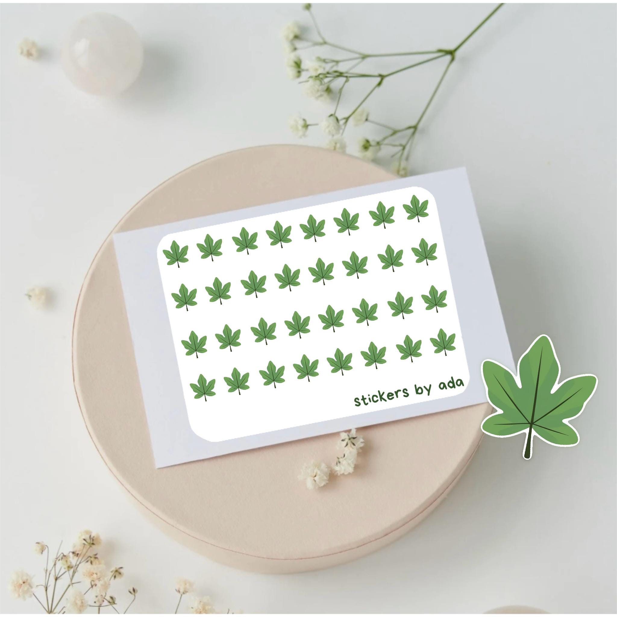 Mini leaf stickers to use in a daily planner, bullet journal, calendar or agenda.