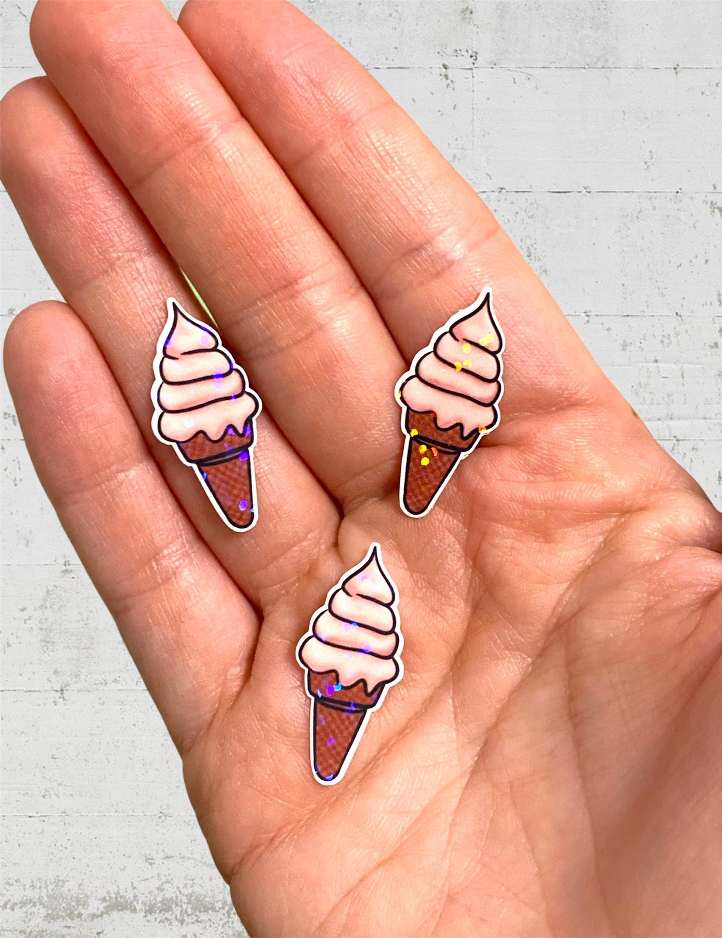ice cream 6 mini holographic stickers