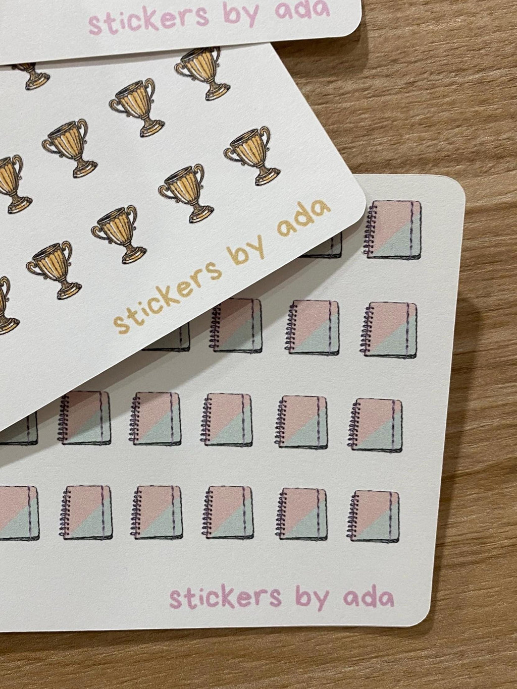 Mini notebook stickers to use in a daily planner, bullet journal, calendar or agenda