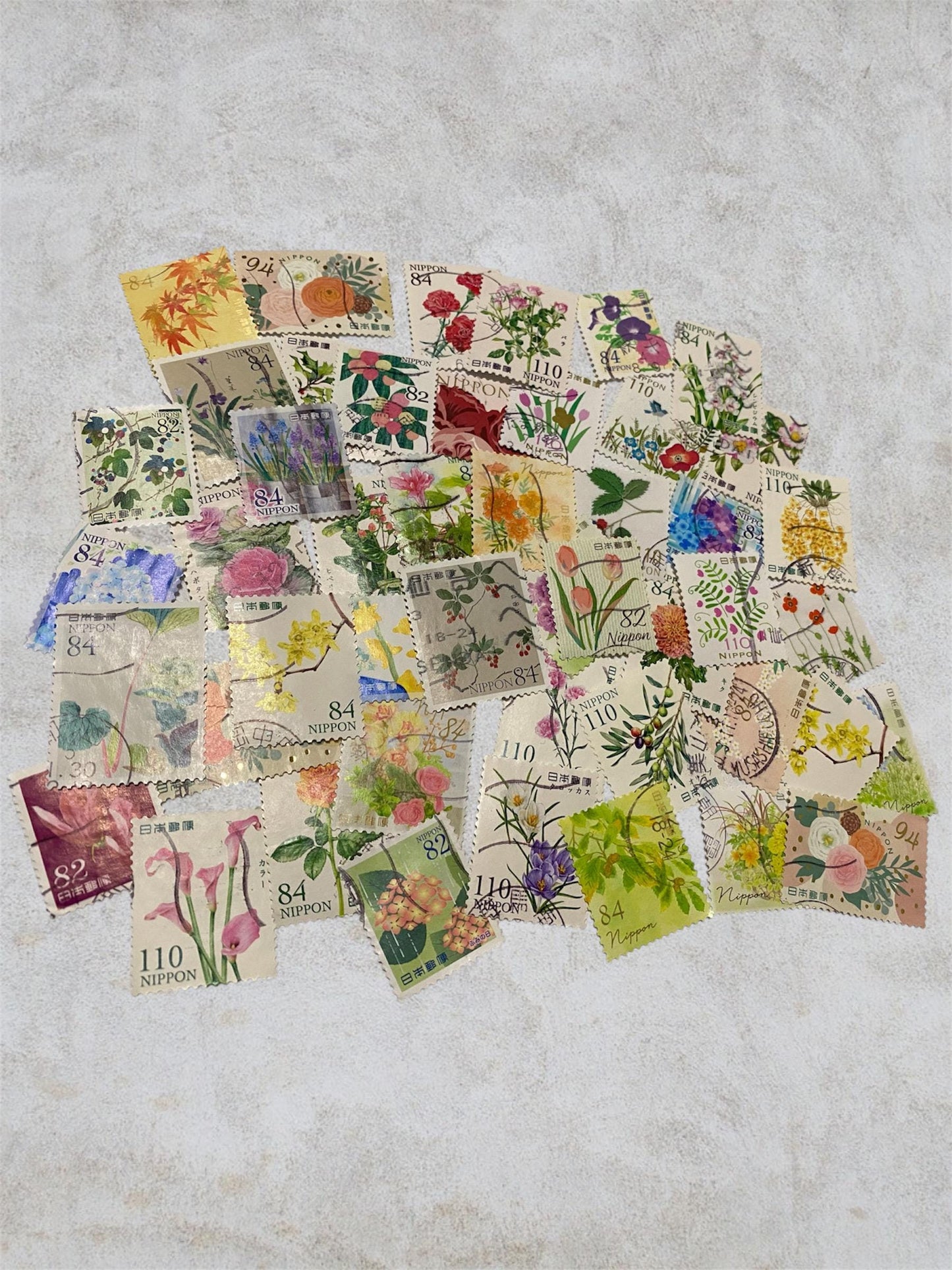 Used Japanese Flower Post Stamps — Vintage and New JPN Postage for Crafts & Collecting, NIPPON
