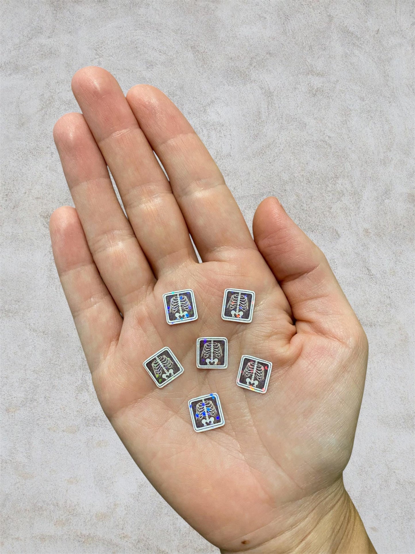 X-ray | mini holographic stickers, shinny glitter effect