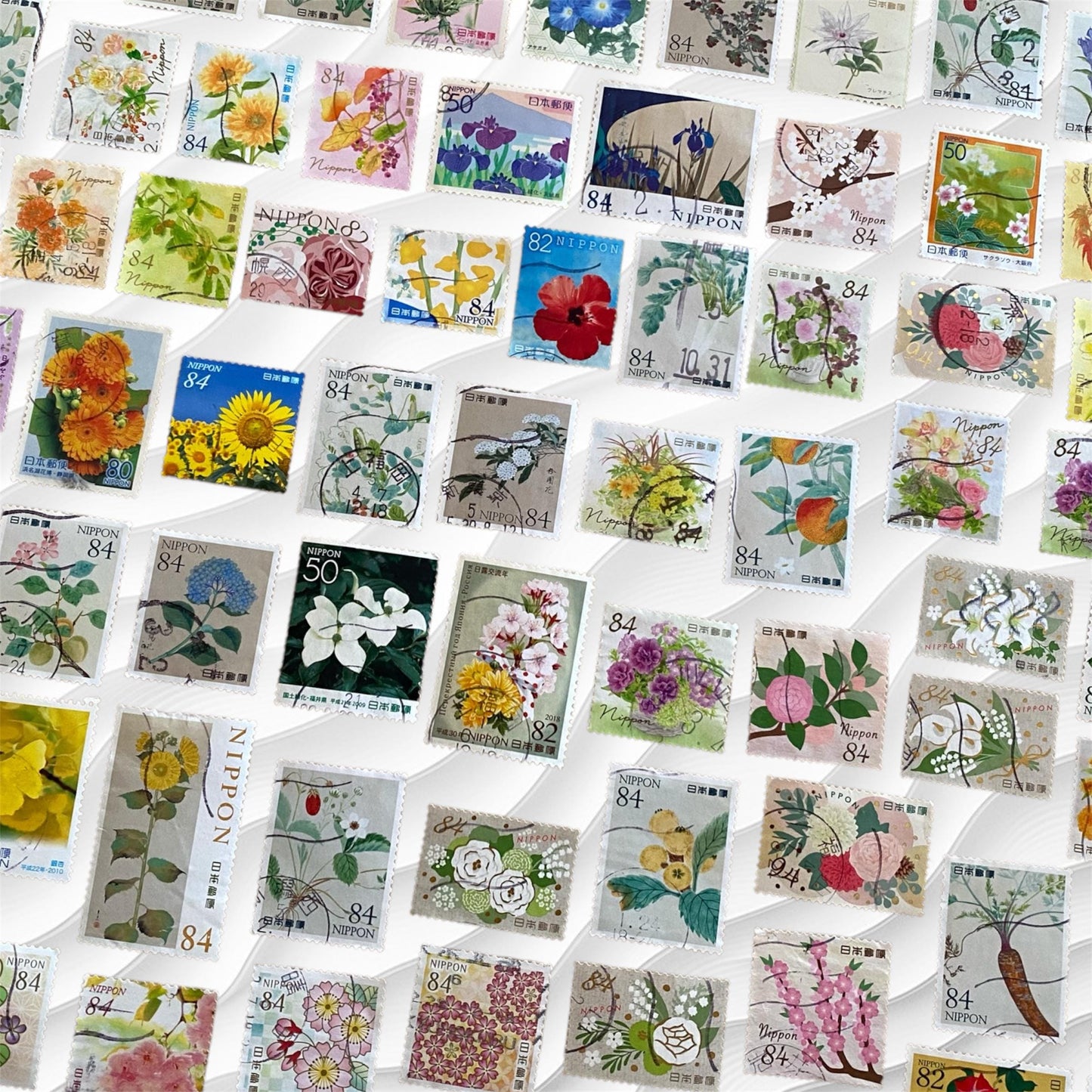 Used Japanese Flower Post Stamps — Vintage and New JPN Postage for Crafts & Collecting, NIPPON