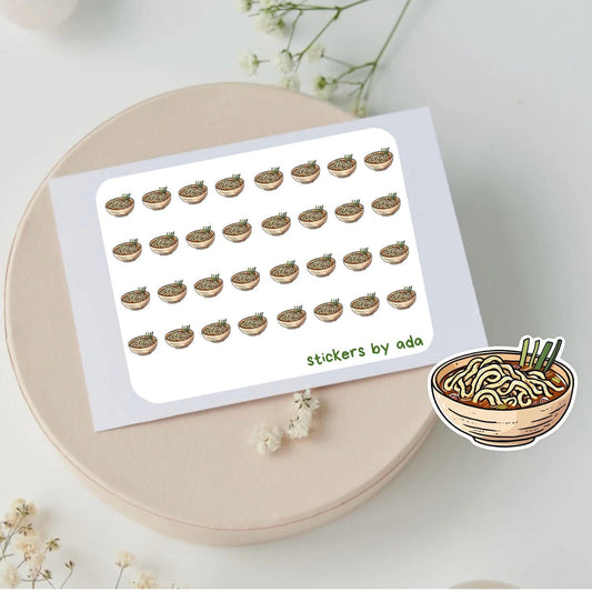 Mini ramen noodles stickers to use in a daily planner, bullet journal, calendar or agenda