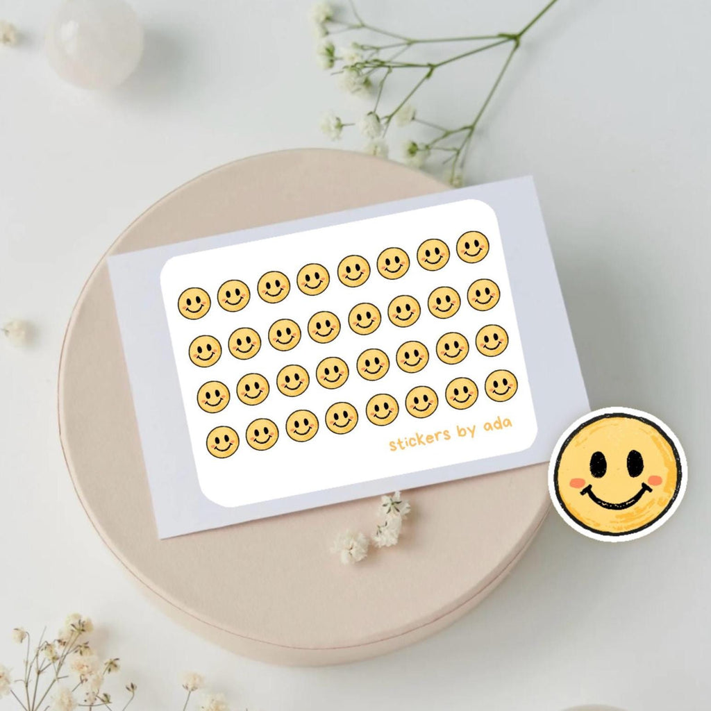 Mini emoji stickers to use in a daily planner, bullet journal, calendar or agenda