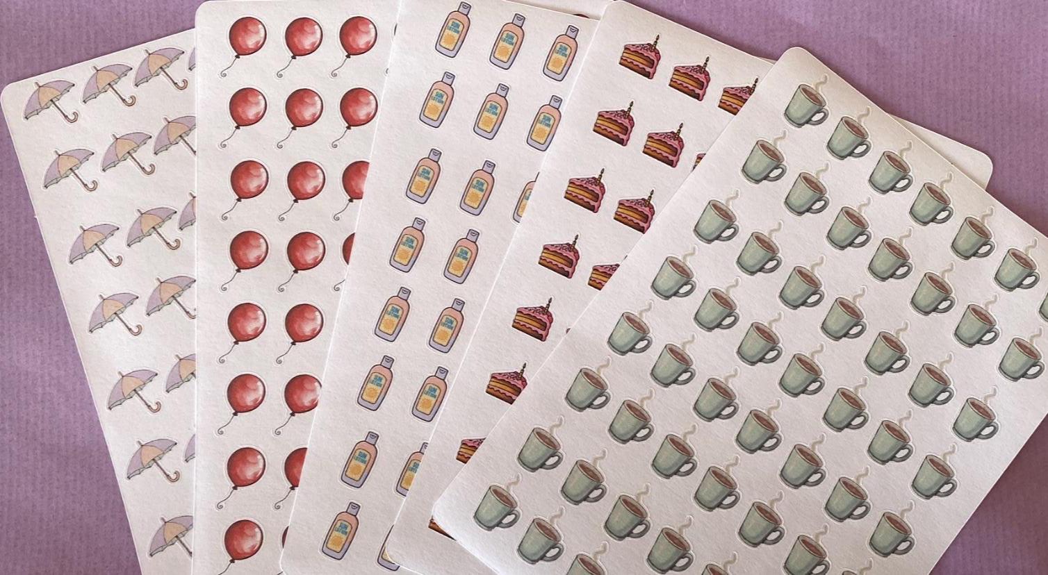 Mini bus stickers to use in a daily planner, bullet journal, calendar or agenda