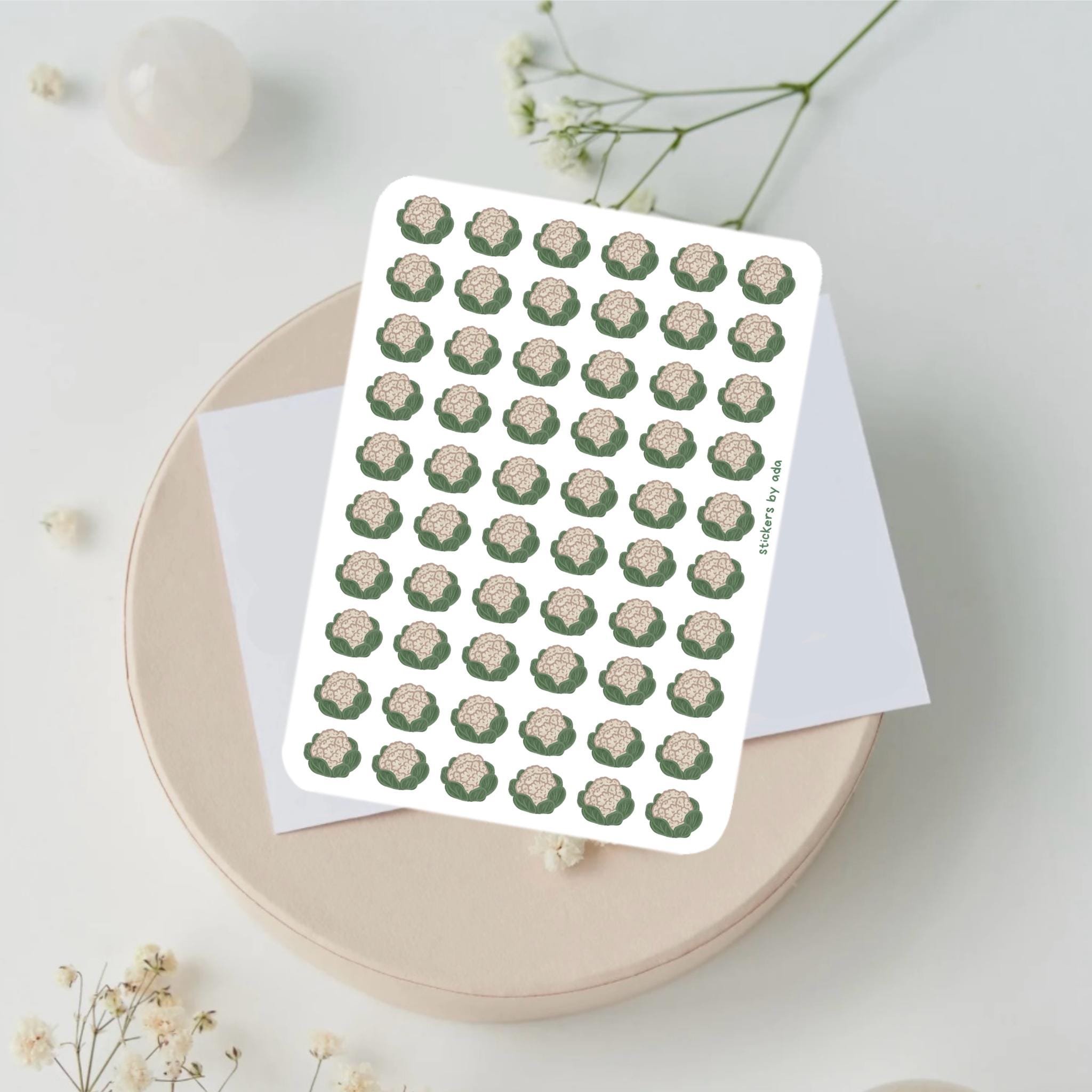 Mini Cauliflower Stickers, Planner Stickers, Gardener Gift, Allotment management