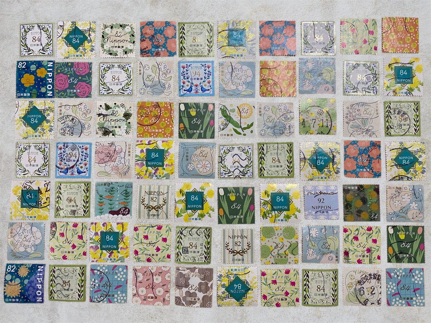 Used Japanese square Post Stamps — Vintage and New JPN Postage for Crafts & Collecting, NIPPON