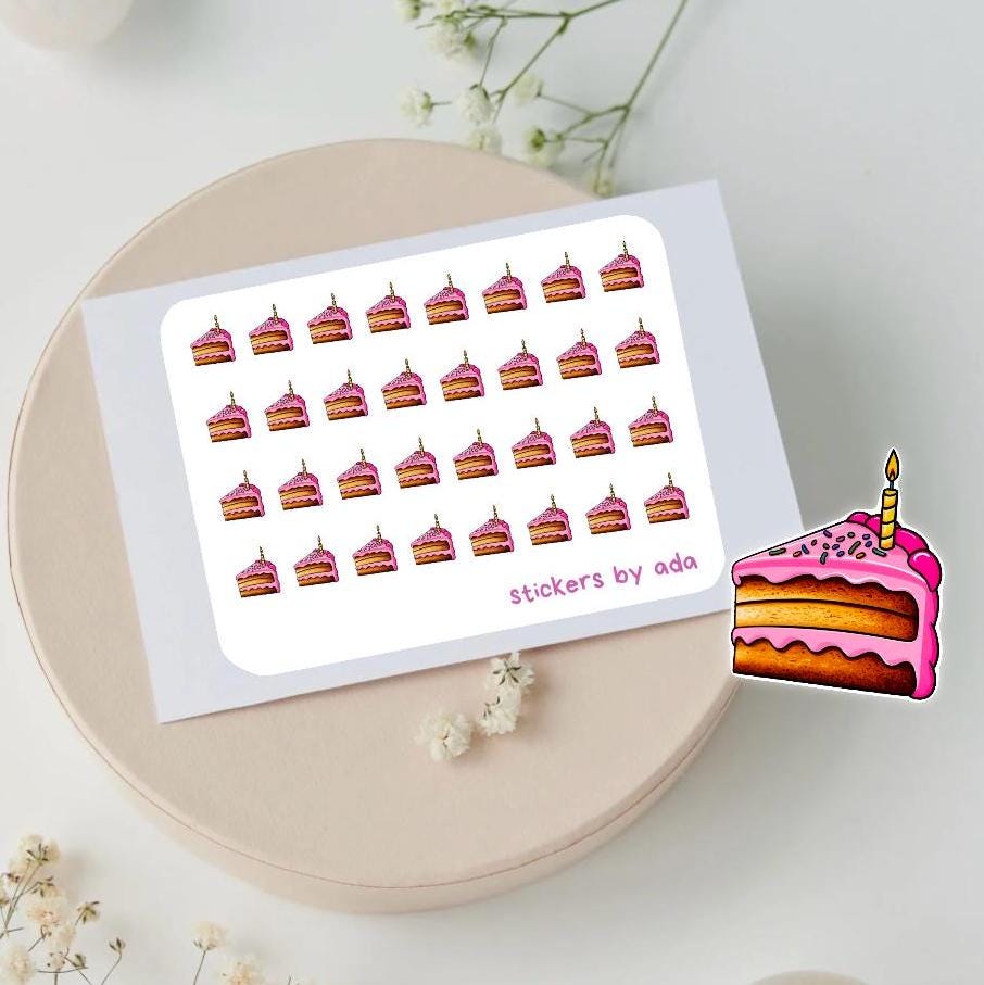Mini Cake Slice Stickers: Planner, Journal, Calendar