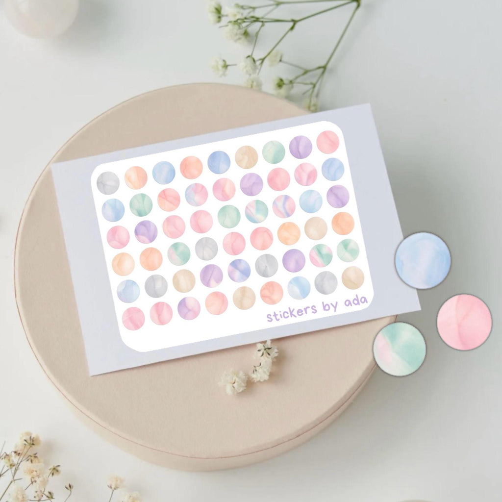 Marble Dots Stickers, Book, Journal, Calendar | mini circle stickers for tagging, tracking