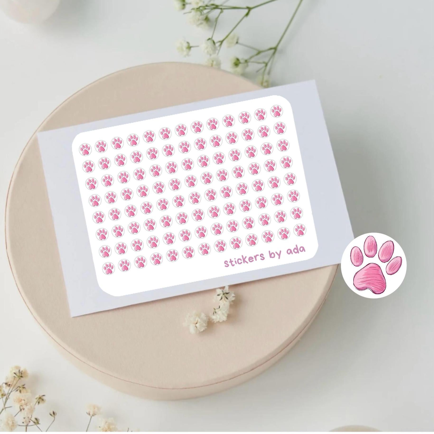 Micro Pet Paw Stickers: Colorful Journal Planner Stickers