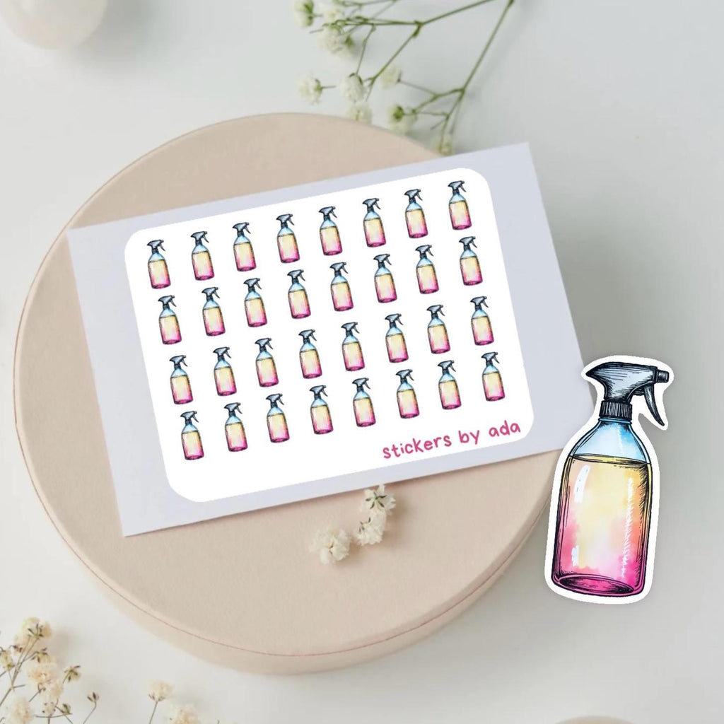 Cleaning Spray Planner Stickers, House Chores, Calendar Agenda