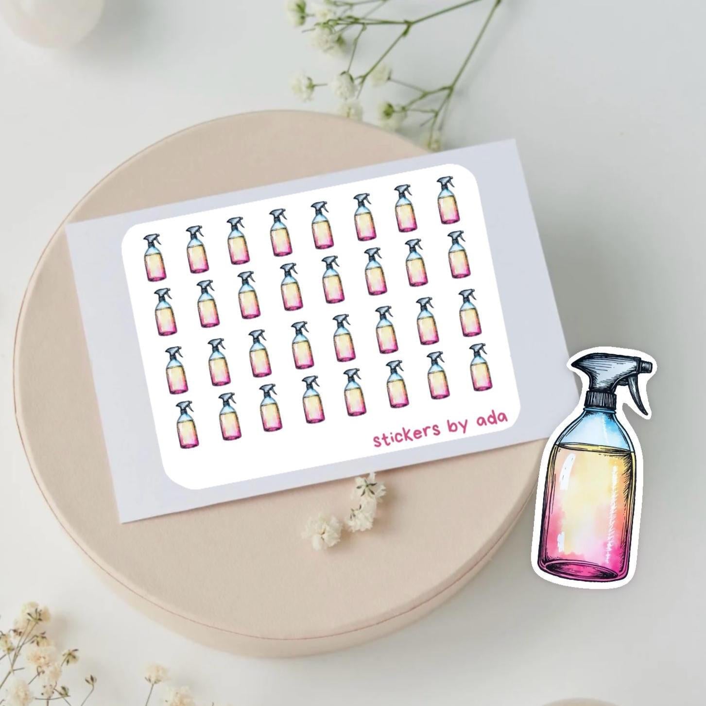 Cleaning Spray Planner Stickers, House Chores, Calendar Agenda