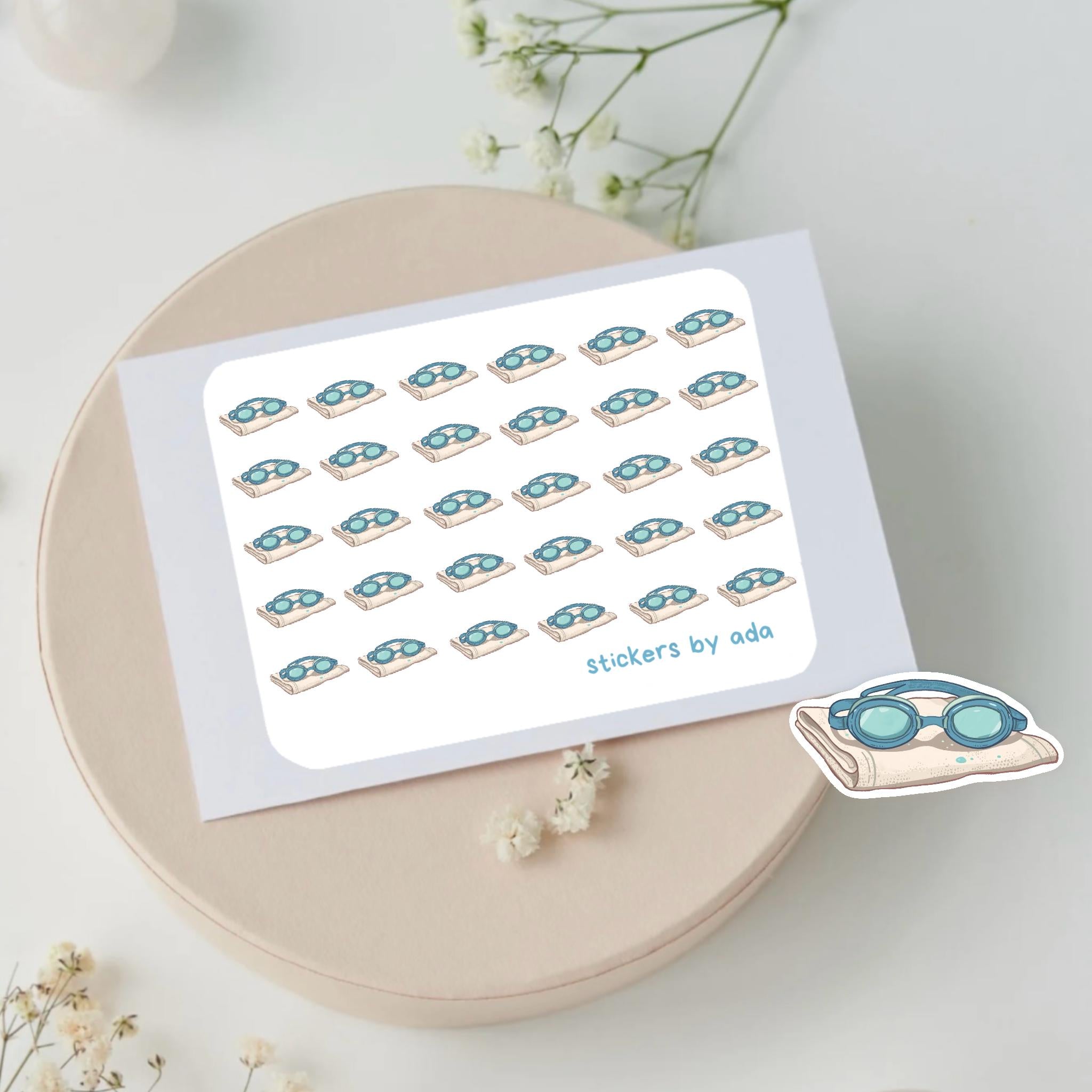 Mini Swimming lesson Stickers. Track your swimming classes or water activities.