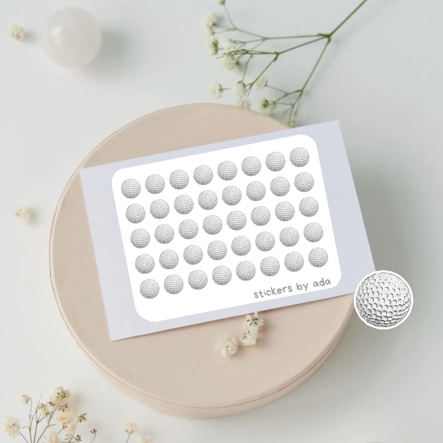 Mini Golf Ball Stickers: Sport Stickers for Planners & Journals
