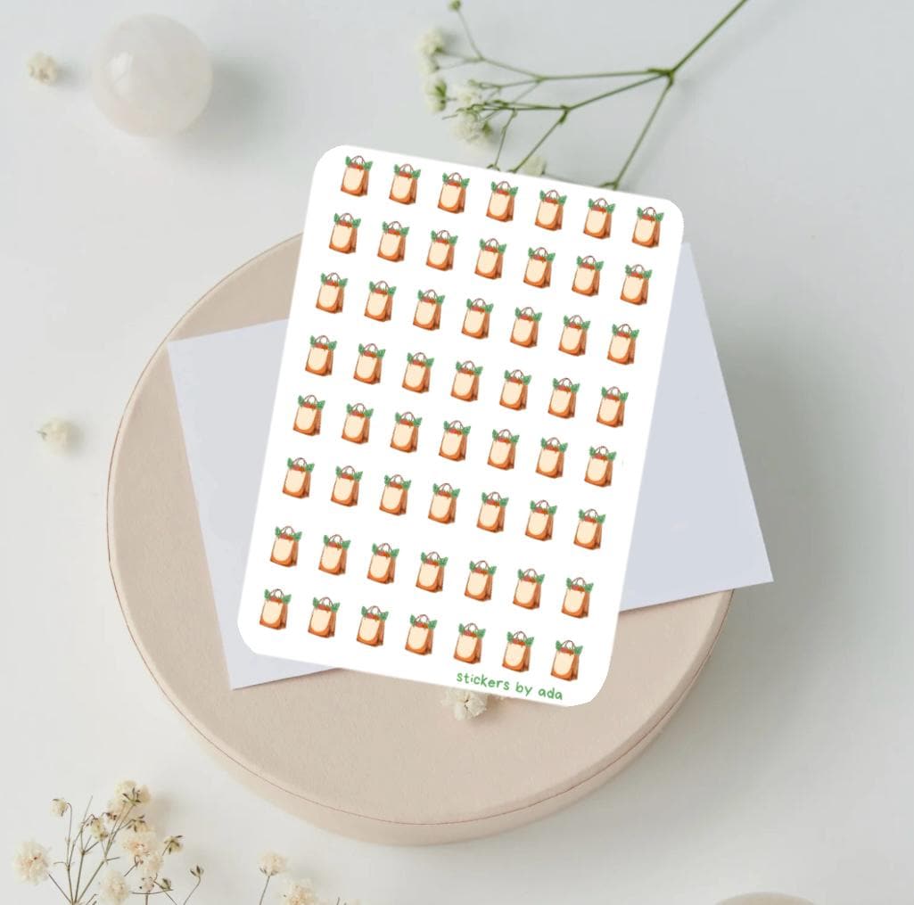 Grocery Bag Planner Stickers, Shopping List Stickers