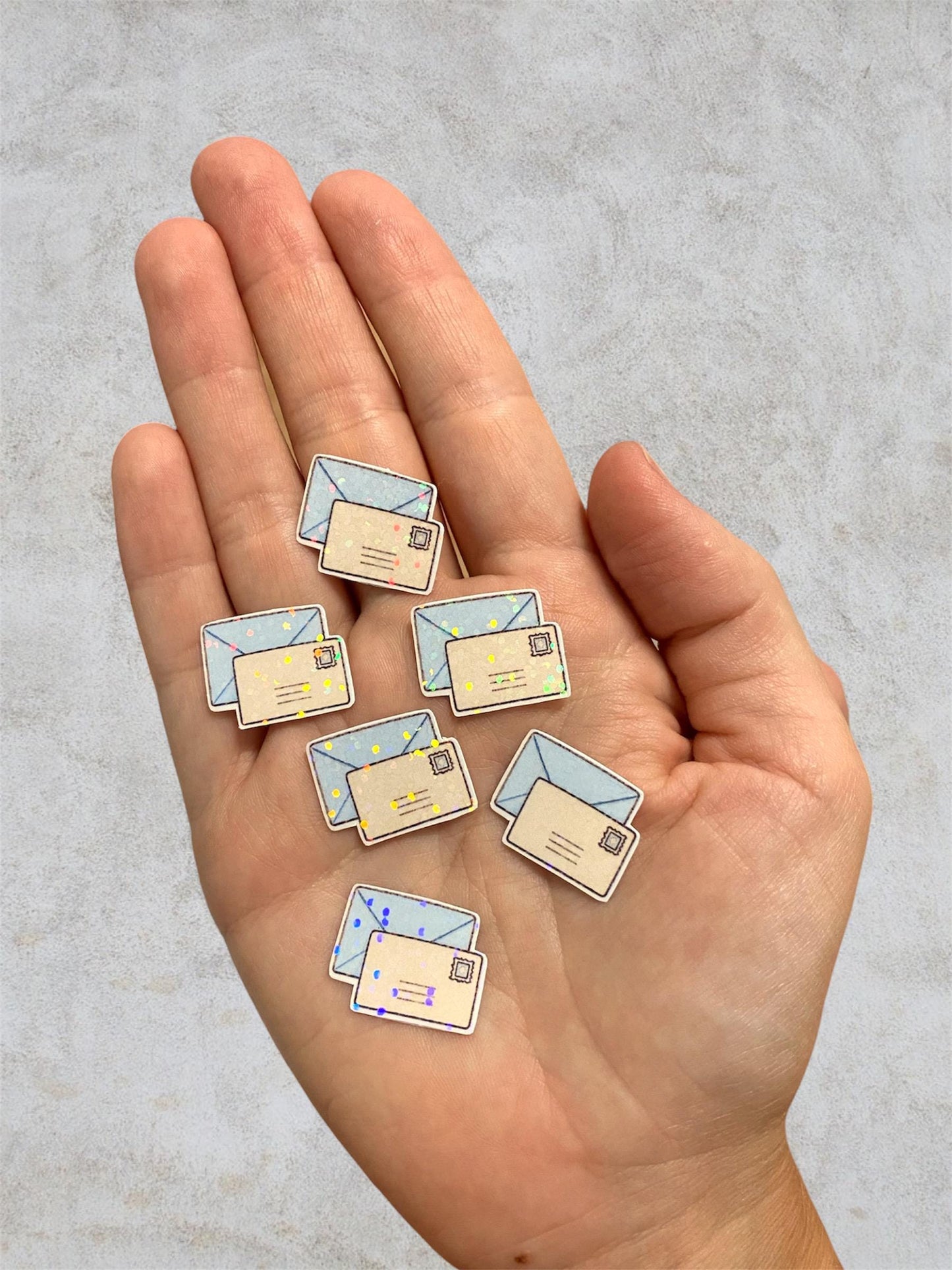 envelopes | mini holographic stickers, shinny glitter effect