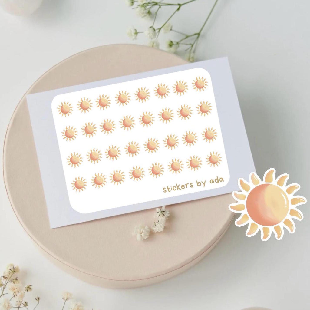 Mini Sun Planner Stickers: Summer Sunshine, Daily Journaling