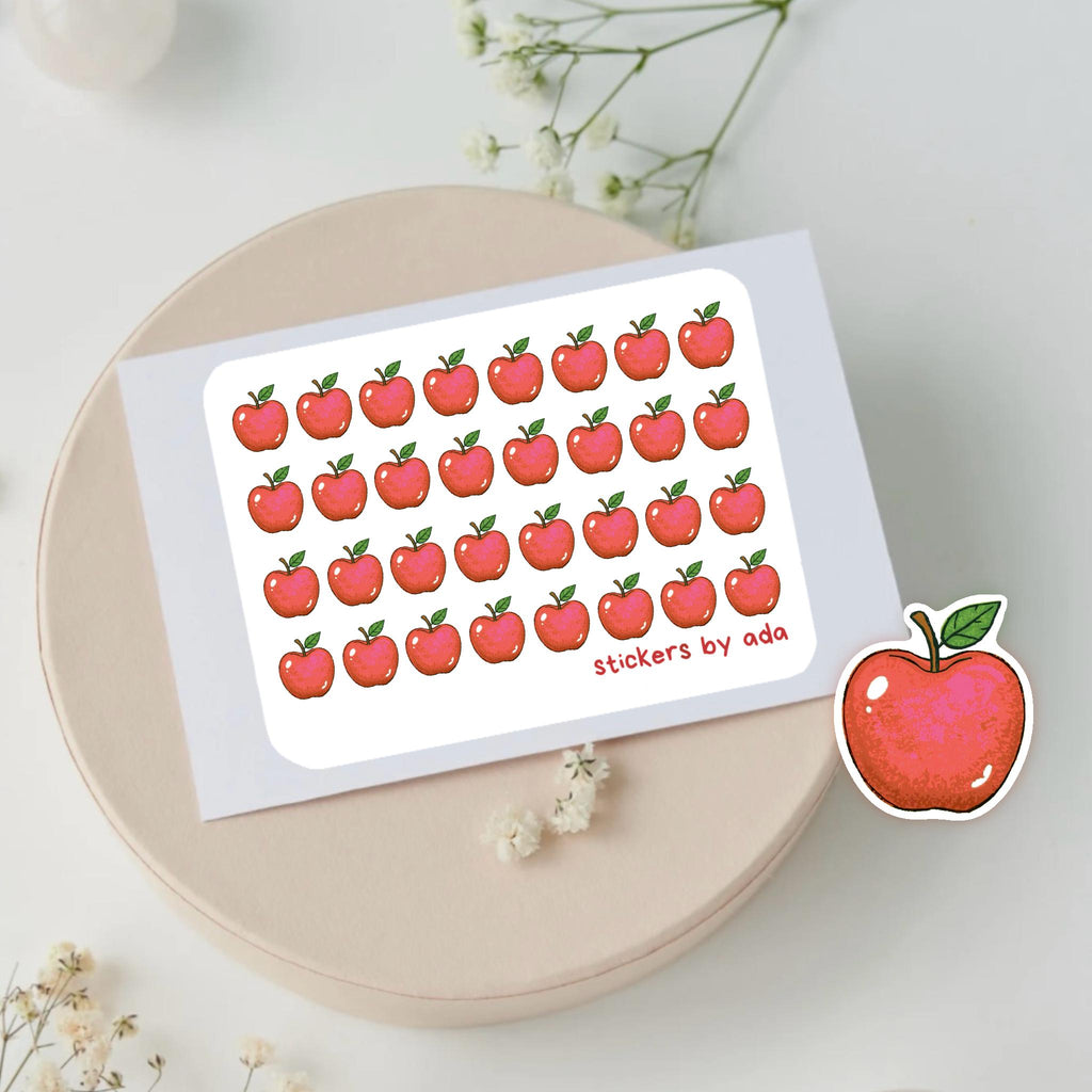 Mini Apple Stickers: Planner, Journal, Vegan Food, Diet, Fruit