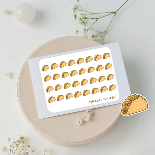 Mini taco stickers to use in a daily planner, bullet journal, calendar or agenda