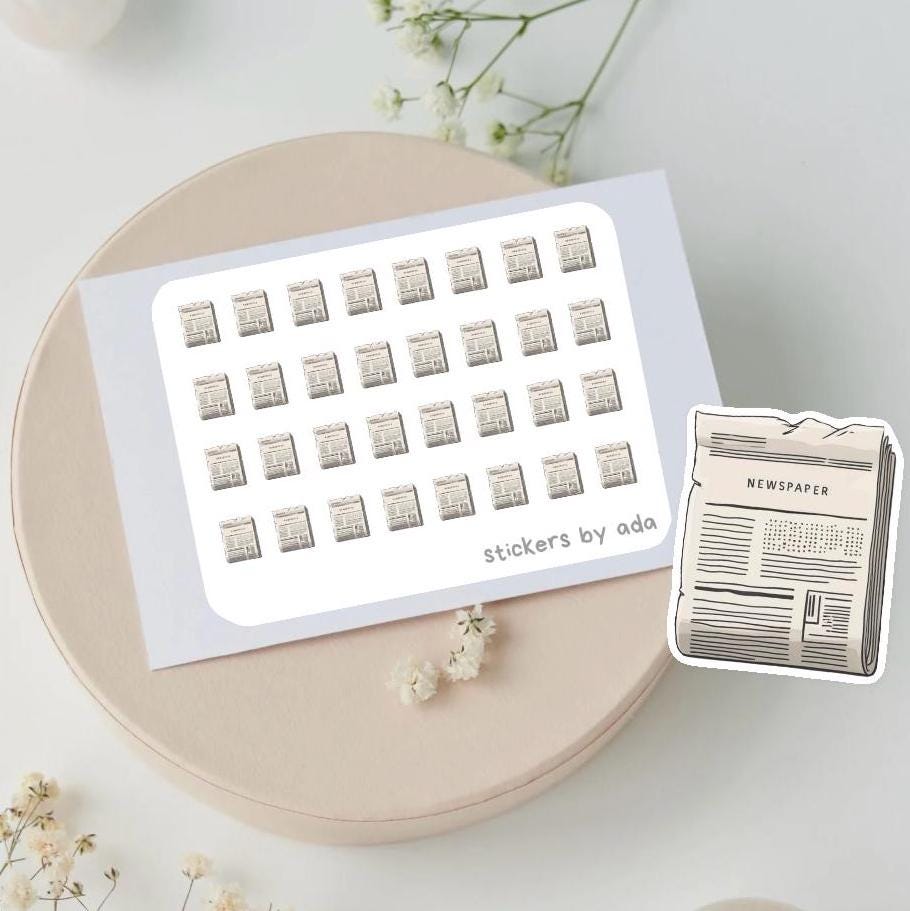 Mini newspaper stickers to use in a daily planner, bullet journal, calendar or agenda