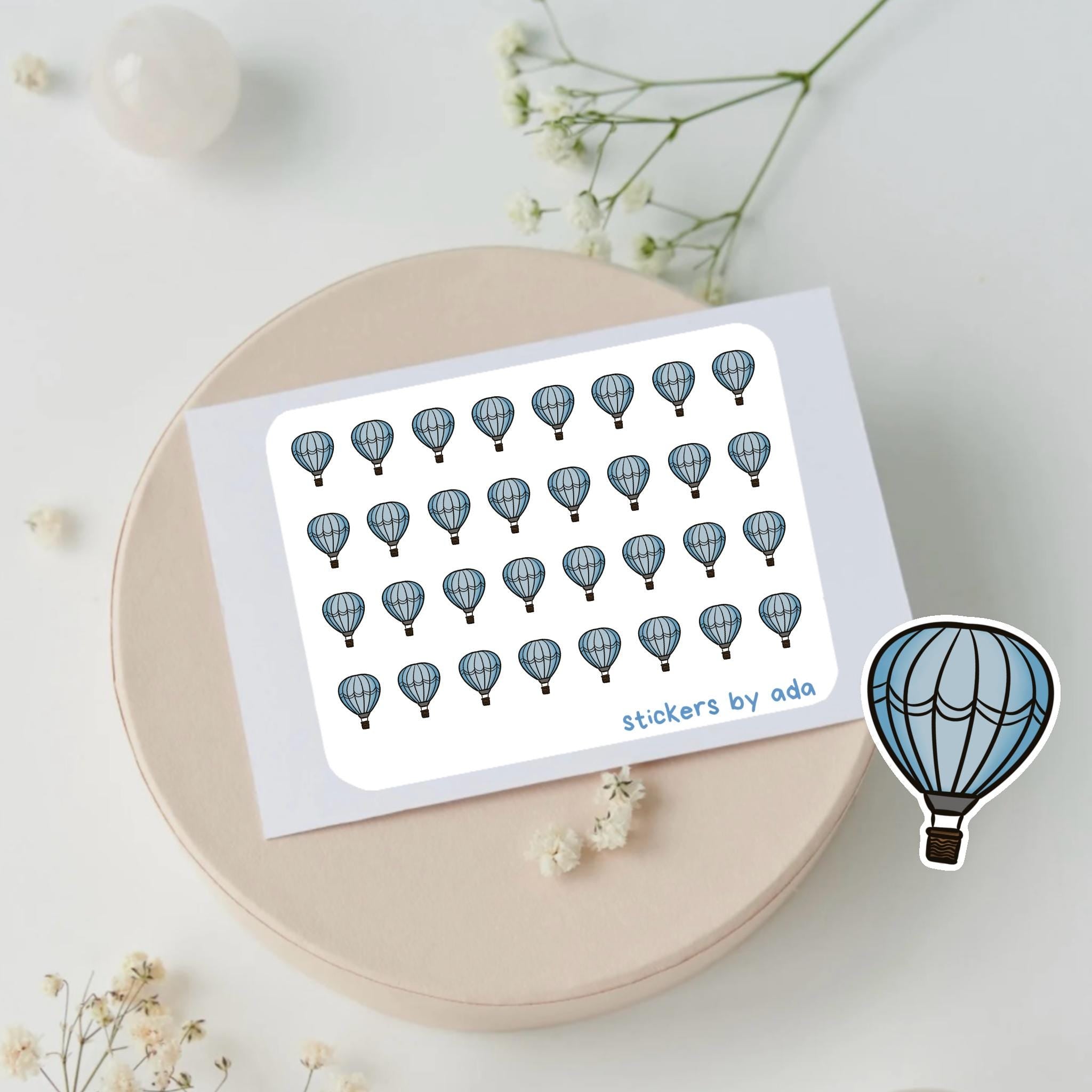 Mini hot-air balloon stickers. For Planner, Calendar, Agenda.