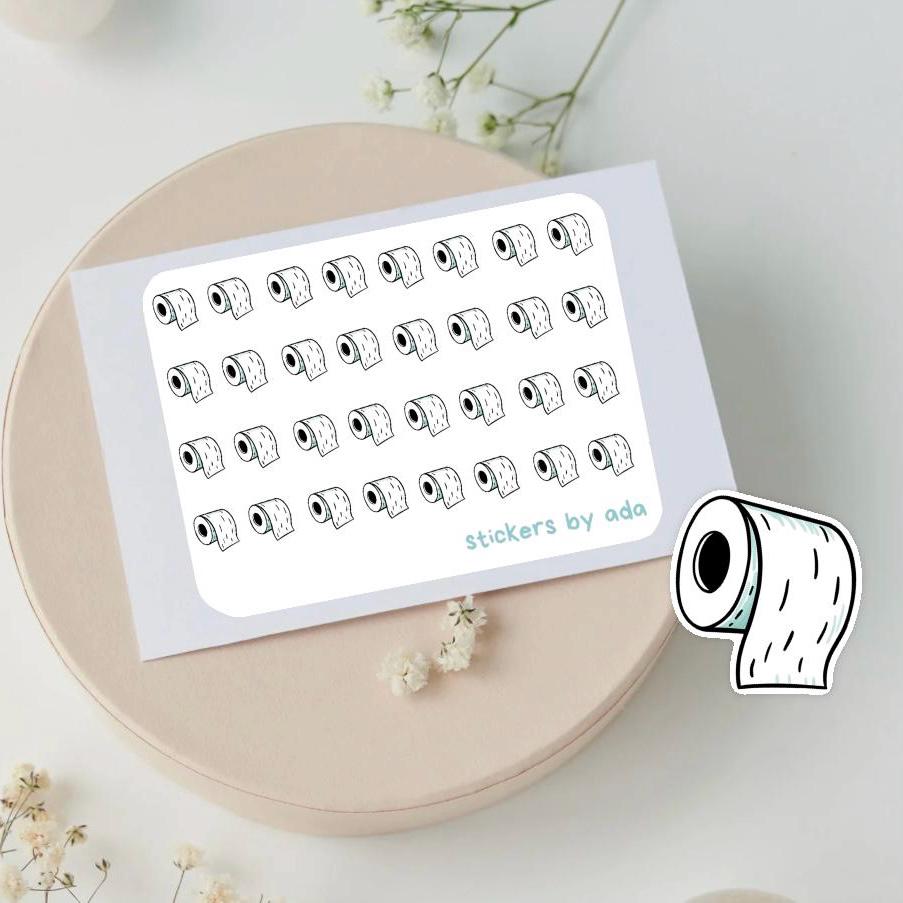 Mini toilet paper stickers to use in a daily planner, bullet journal, calendar or agenda