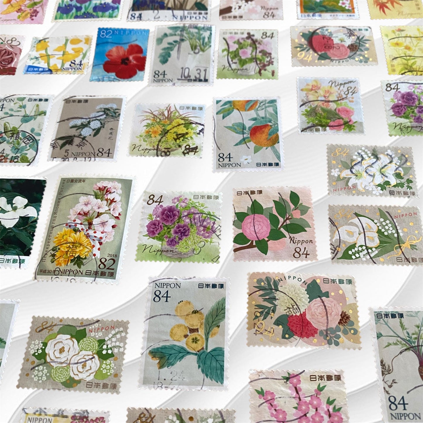 Used Japanese Flower Post Stamps — Vintage and New JPN Postage for Crafts & Collecting, NIPPON