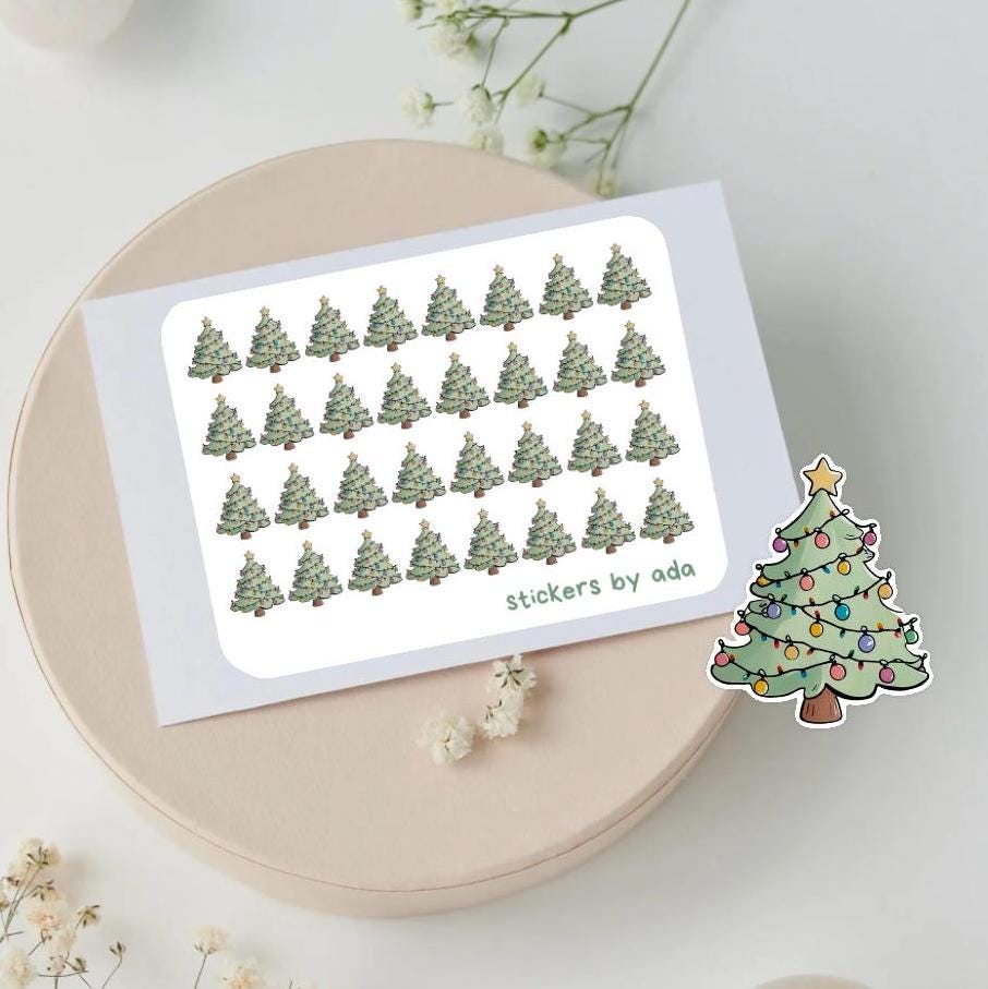 Mini Christmas Tree Planner Stickers: Holiday Journal, Calendar, Agenda