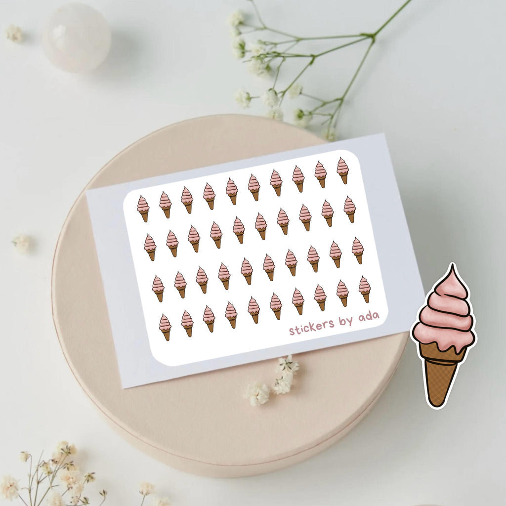 Mini ice cream Stickers: Planner, Journal, Food, Diet, Sweets, Baked Goods