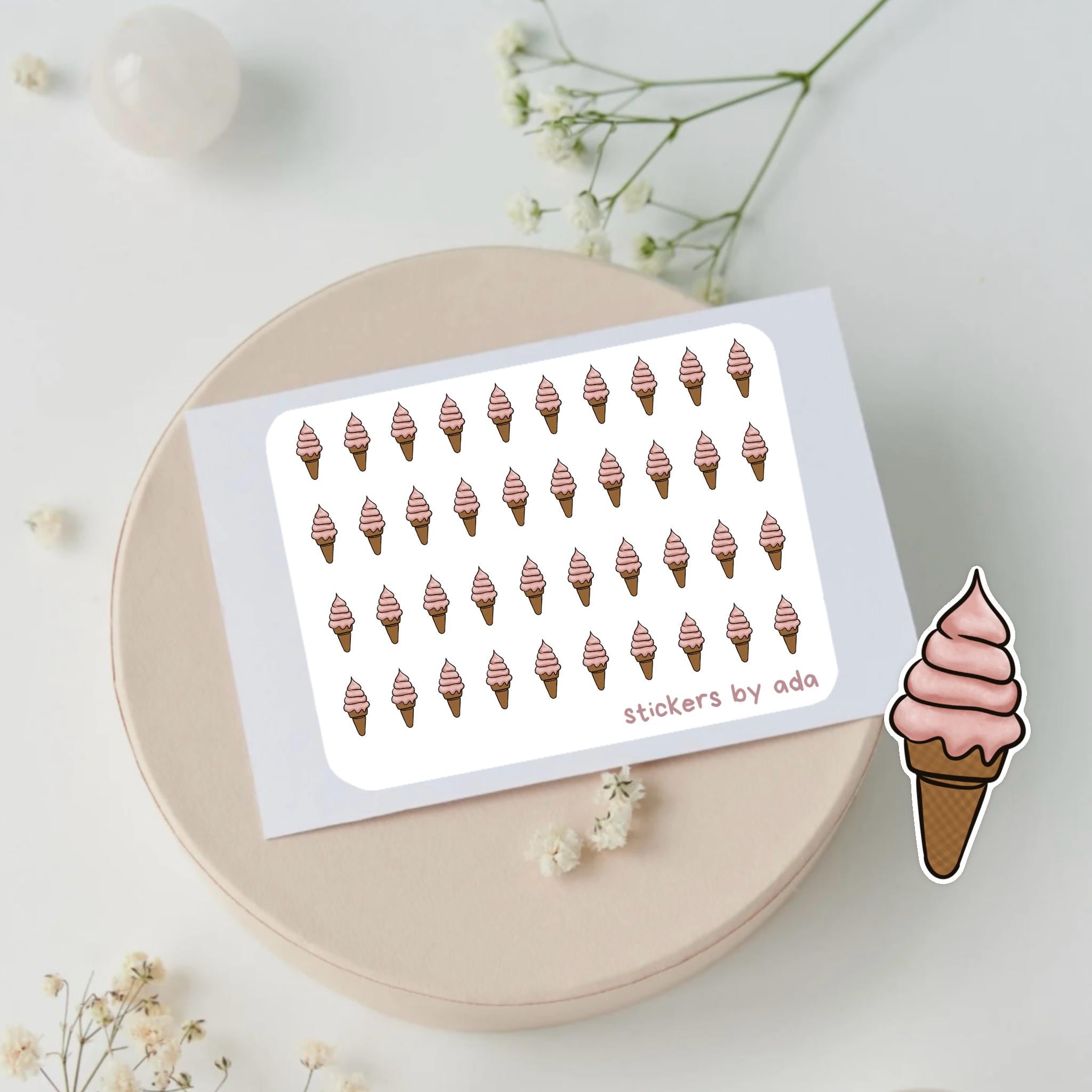 Mini ice cream Stickers: Planner, Journal, Food, Diet, Sweets, Baked Goods