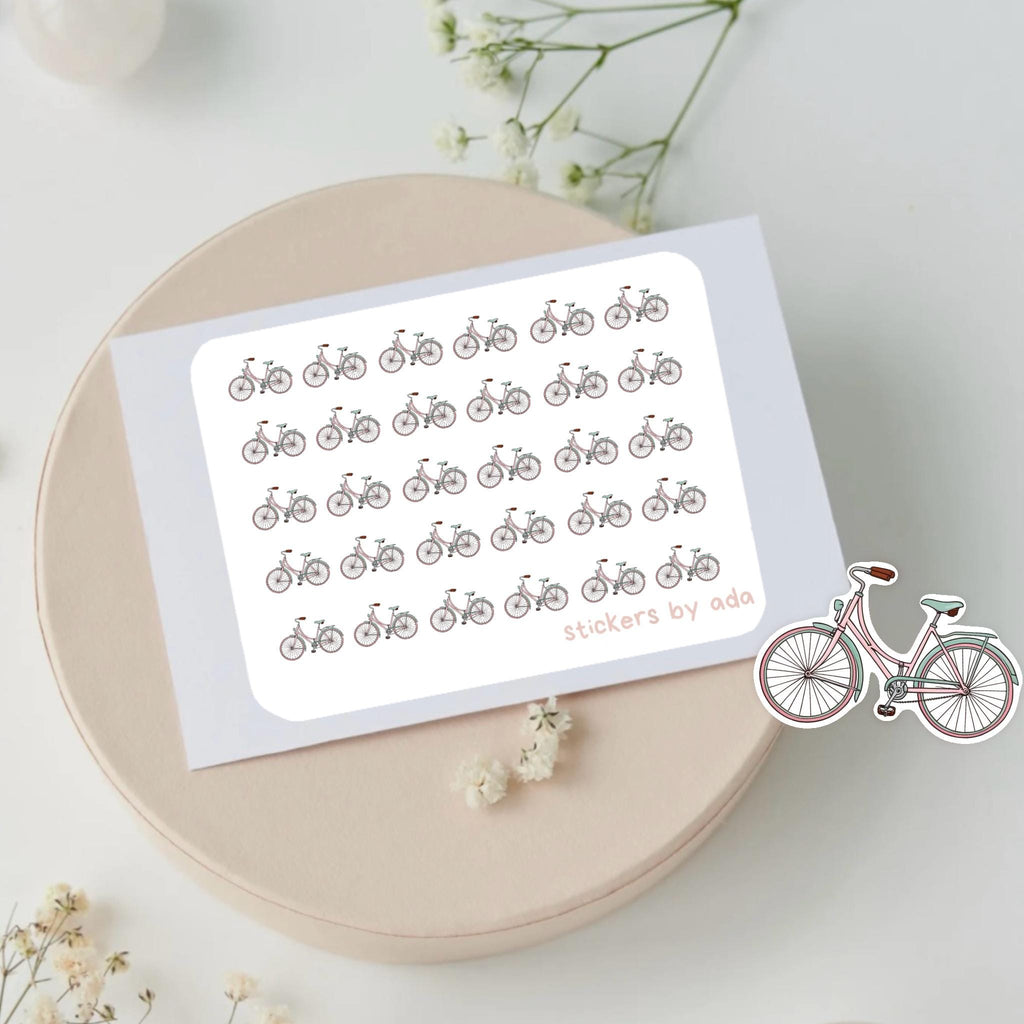 Mini bicycle stickers to use in a daily planner, bullet journal, calendar or agenda