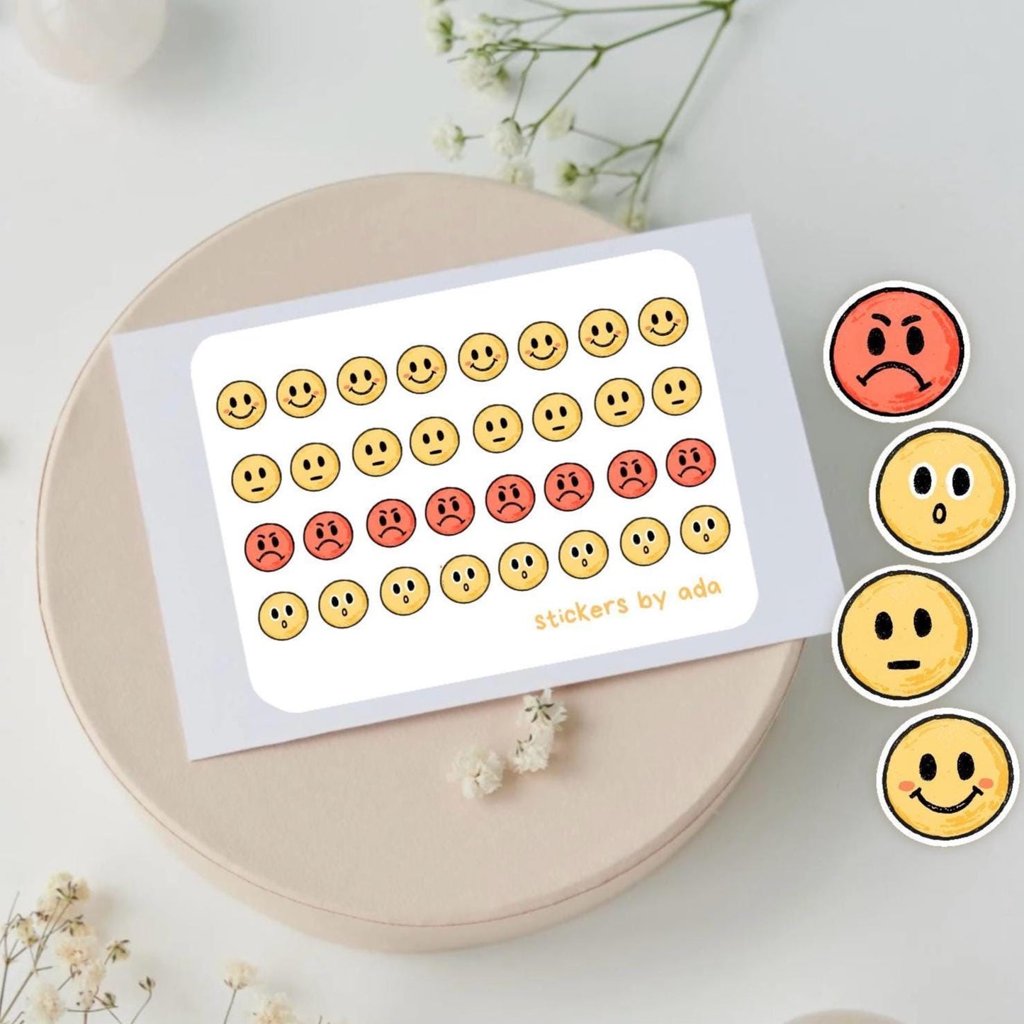 Mini emoji stickers to use in a daily planner, bullet journal, calendar or agenda