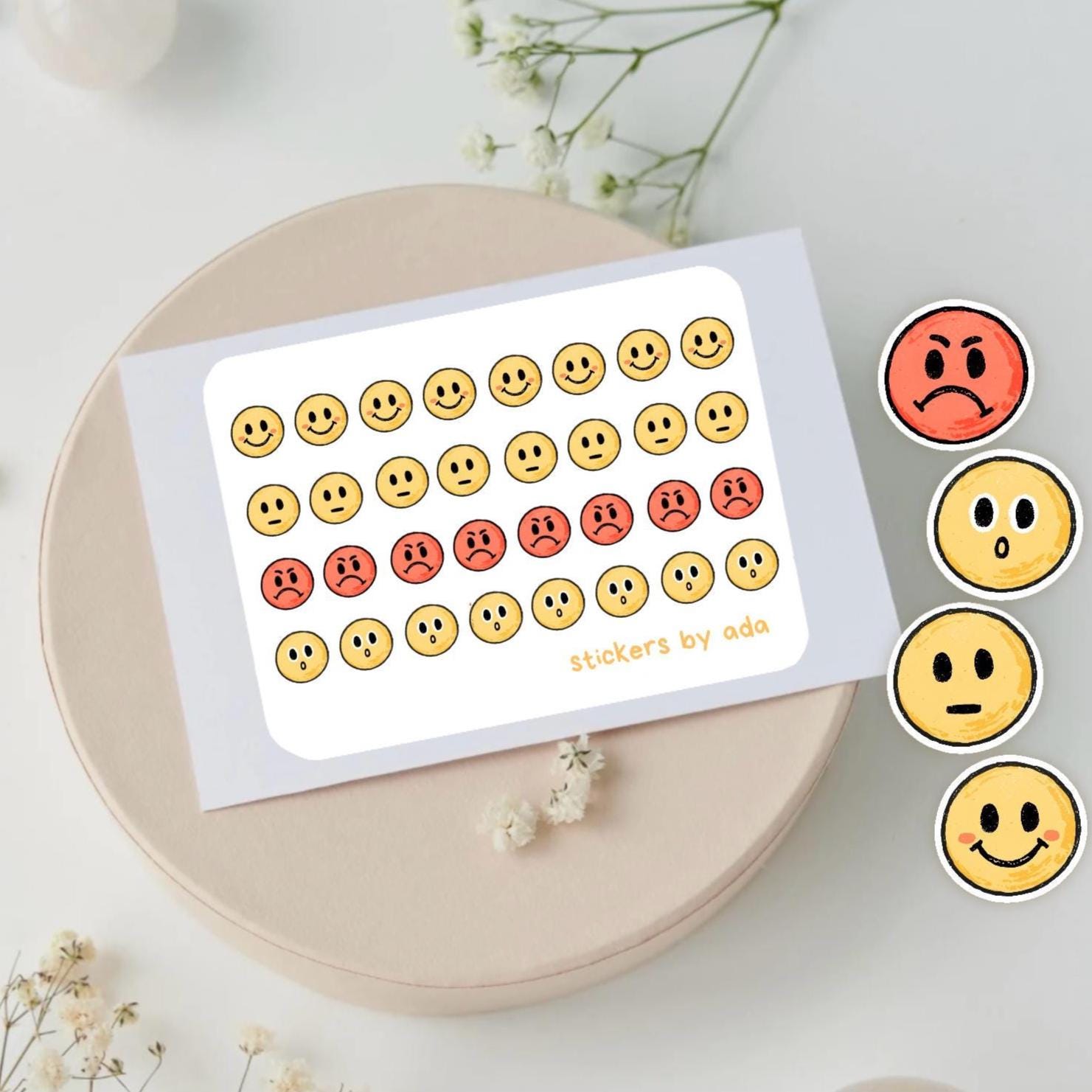 Mini emoji stickers to use in a daily planner, bullet journal, calendar or agenda