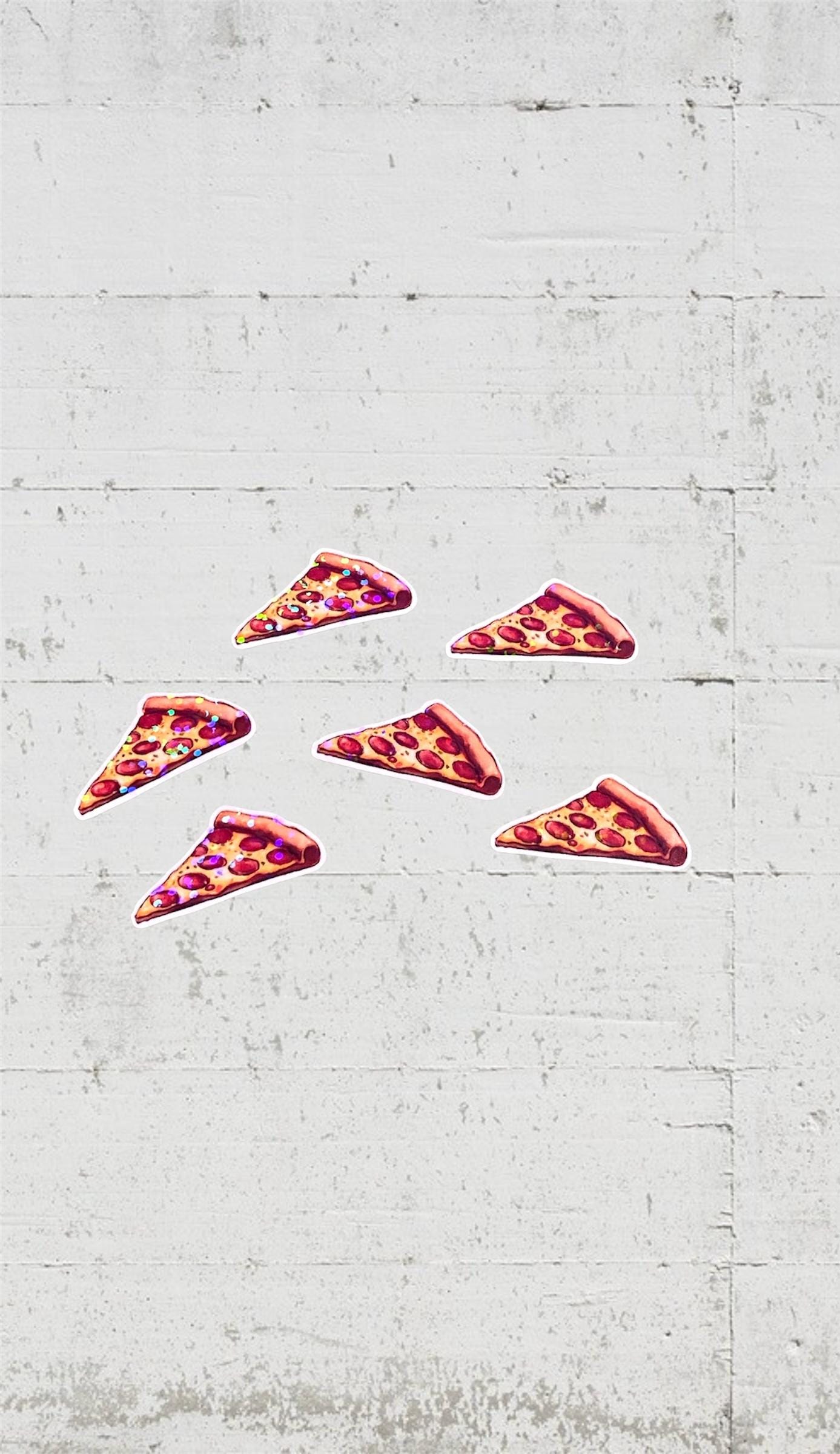 pizza slice 6 mini holographic stickers