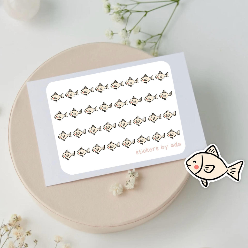 Mini fish stickers to use in a daily planner, bullet journal, calendar or agenda.