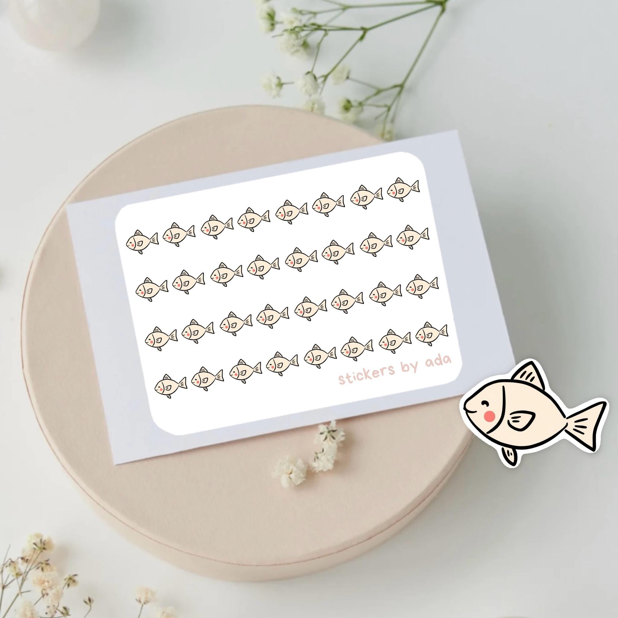 Mini fish stickers to use in a daily planner, bullet journal, calendar or agenda.