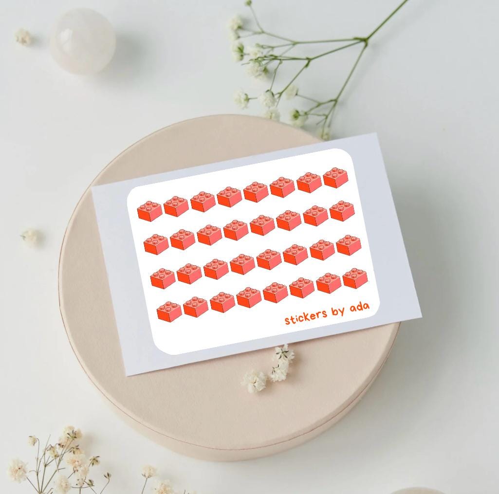 Mini building bricks Icon Stickers: Planner, Journal, Calendar
