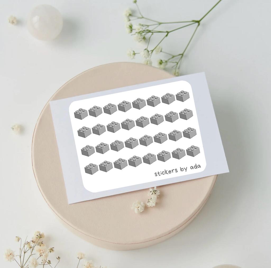 Mini building bricks Icon Stickers: Planner, Journal, Calendar