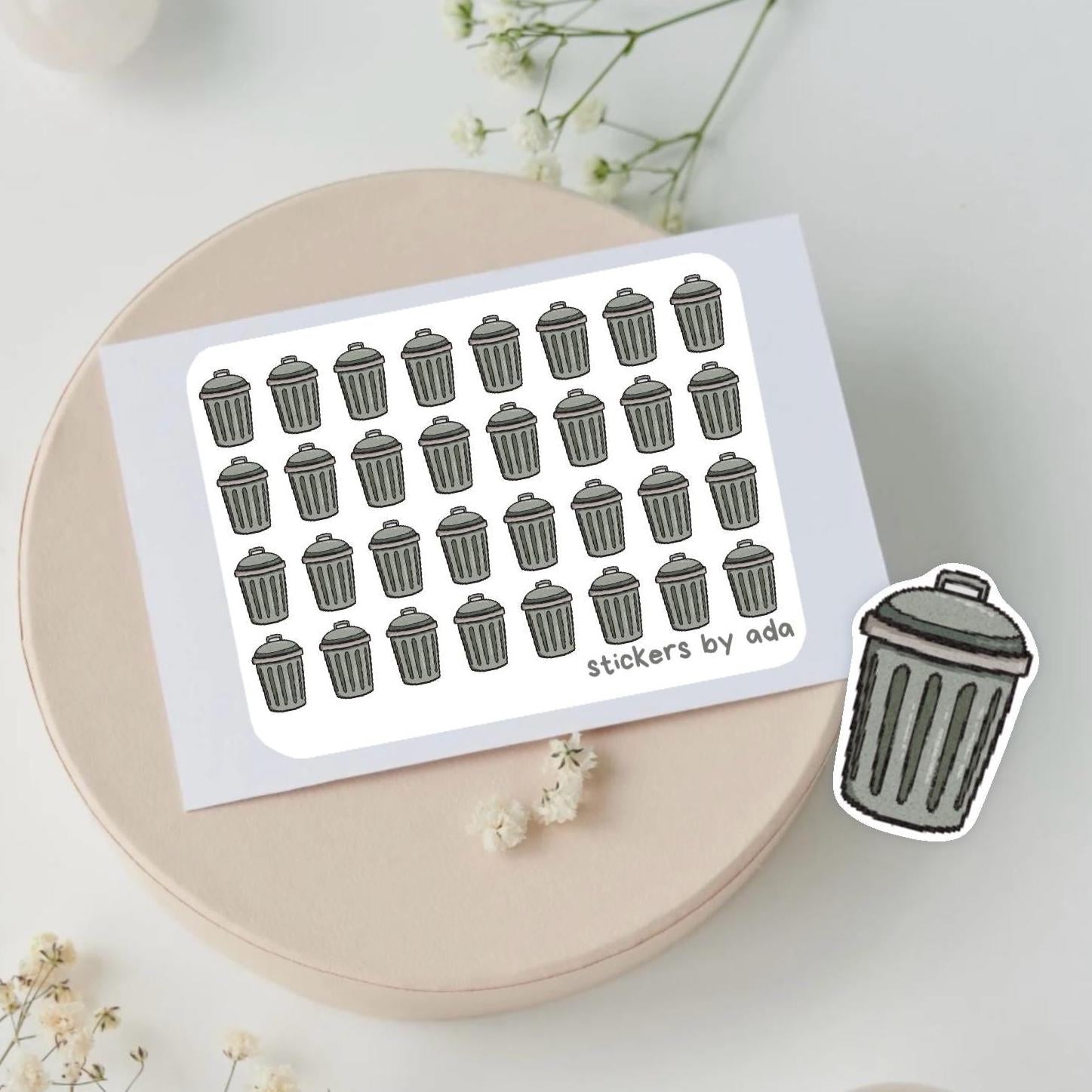 Trash Can Planner Stickers, Journal Scrapbooking Stickers